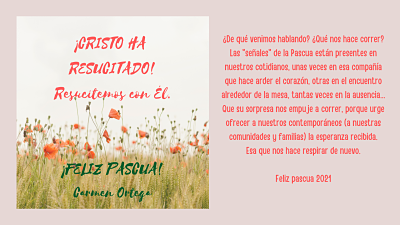 Felicitación de Pascua. Carmen Ortega, Superiora Provincial