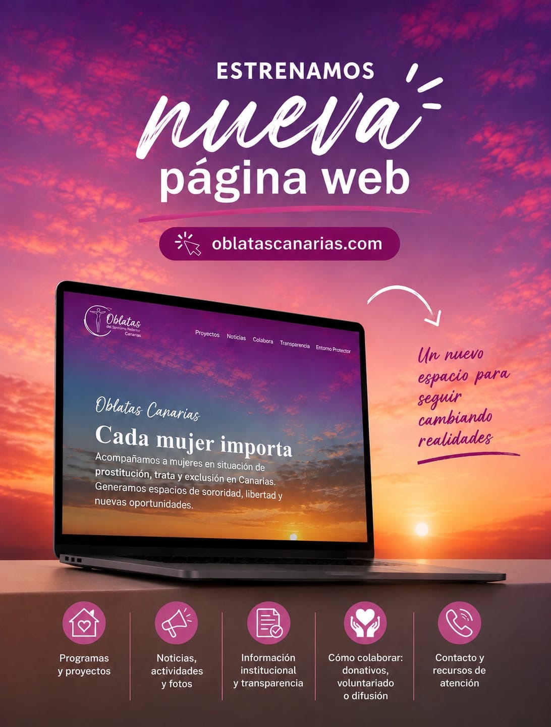 Oblatas Canarias estrena una nueva página web para acercar su labor a la sociedad y reforzar su compromiso con las mujeres